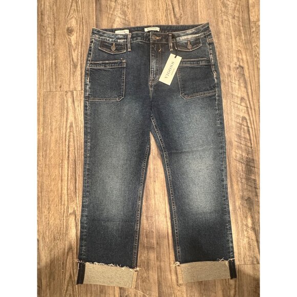 Vigoss Womens Cuffed Hem Blue Denim Jeans Size 31 - Picture 1 of 10
